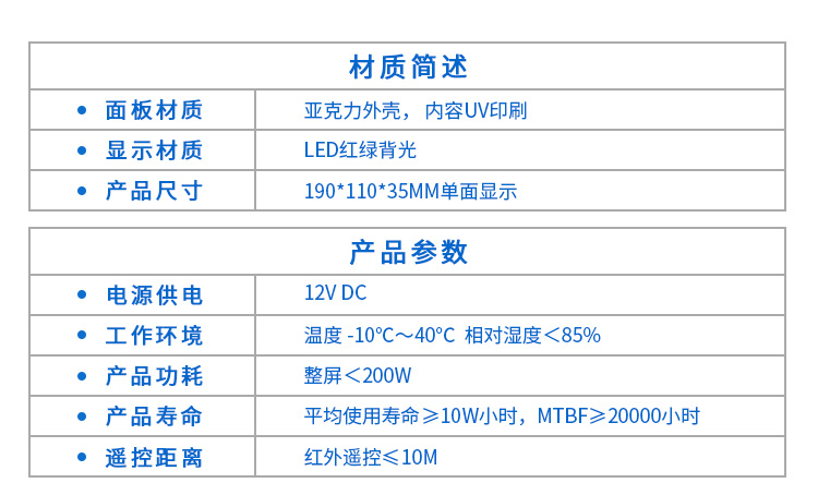 智慧公共廁所系統(tǒng)門頭屏參數(shù)