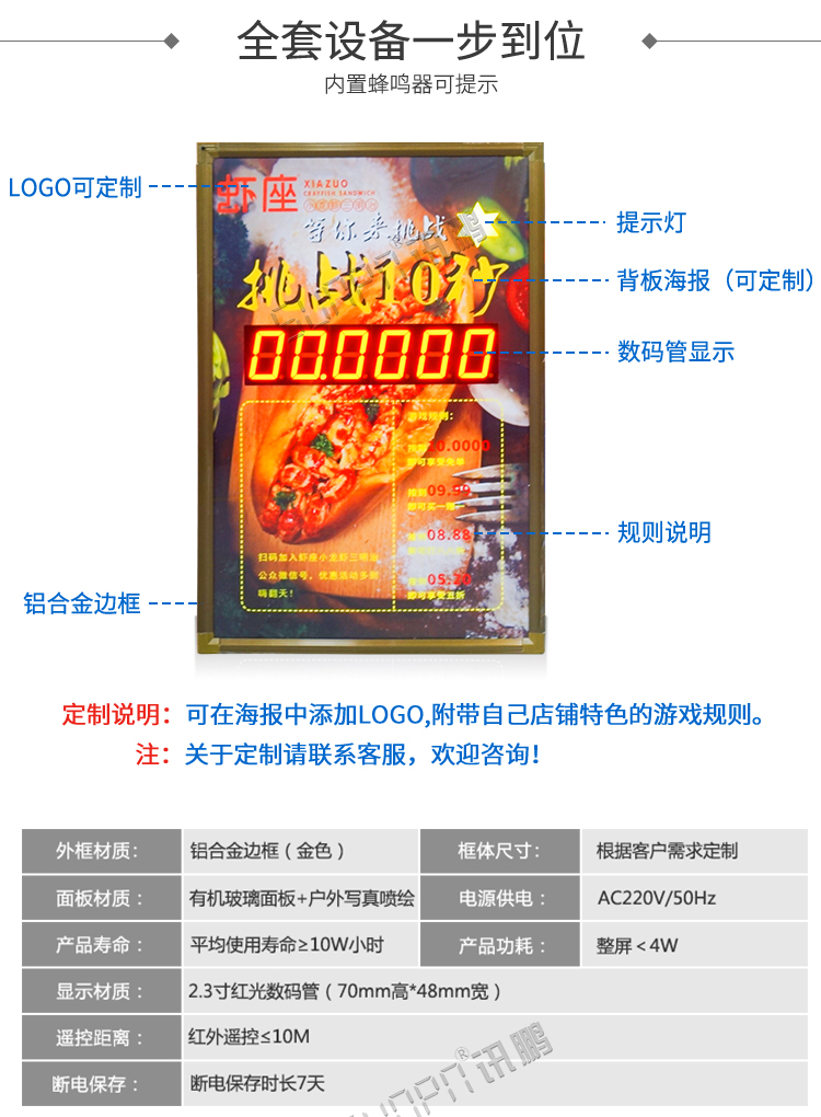 計時器顯示屏產品參數(shù)