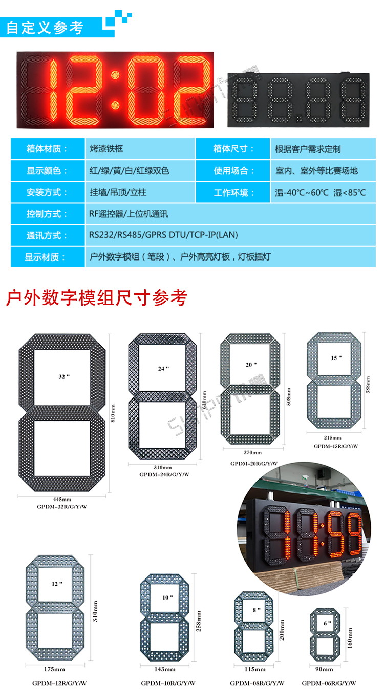 戶外電子鐘尺寸參考