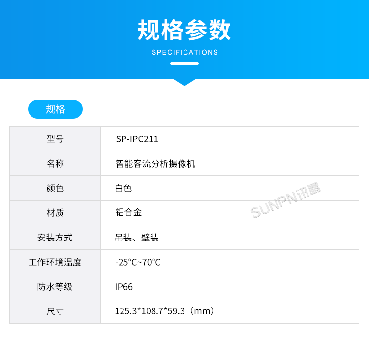 客流統(tǒng)計(jì)監(jiān)控?cái)z像機(jī)-規(guī)格參數(shù)