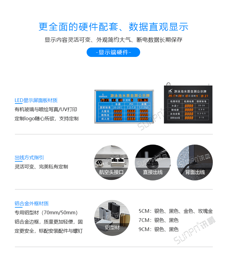 訊鵬泳池水質(zhì)實(shí)時(shí)監(jiān)測(cè)顯示屏-材質(zhì)和安裝說(shuō)明